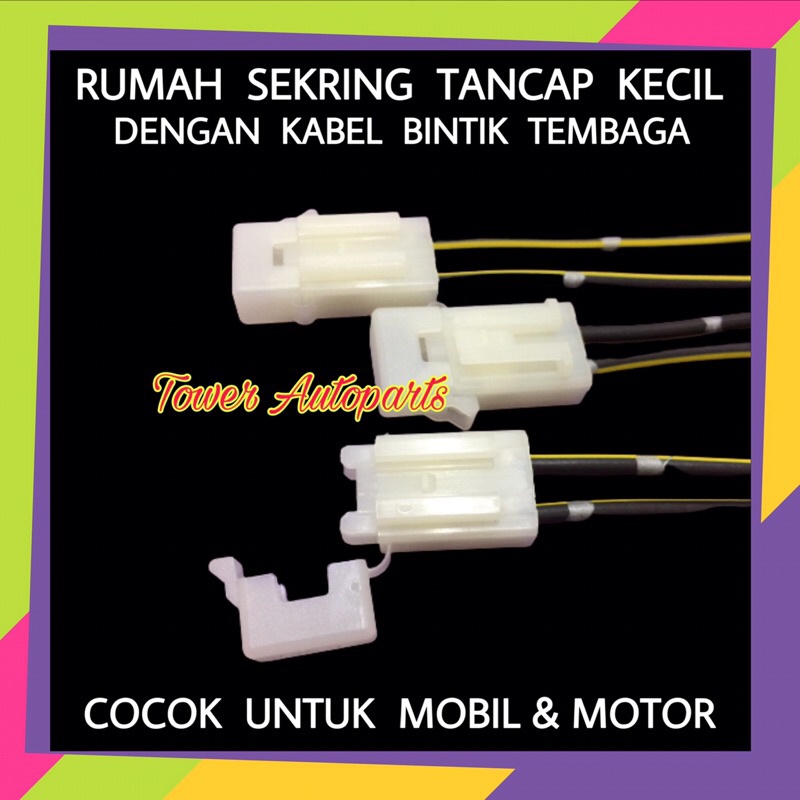 Fuse Box / Rumah Socket Sekring / Sikring Dx Tancap MINI KECIL Untuk Mobil Motor Dengan Kabel Bintik