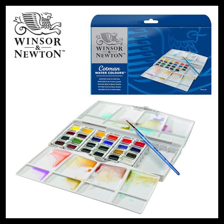 

BARU COTMAN WATER COLOURS PAINTING PLUS - 24 HALF PAN SET PERALATAN MELUKIS MURAH MERIAH