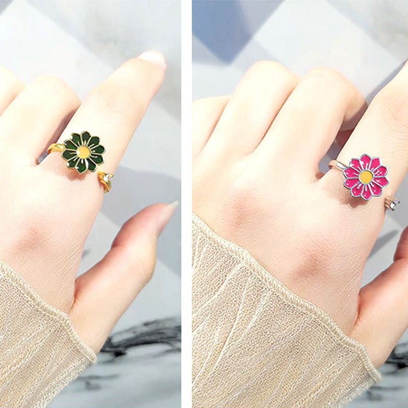 Cincin Fidget Spinner Motif Bunga Untuk Wanita