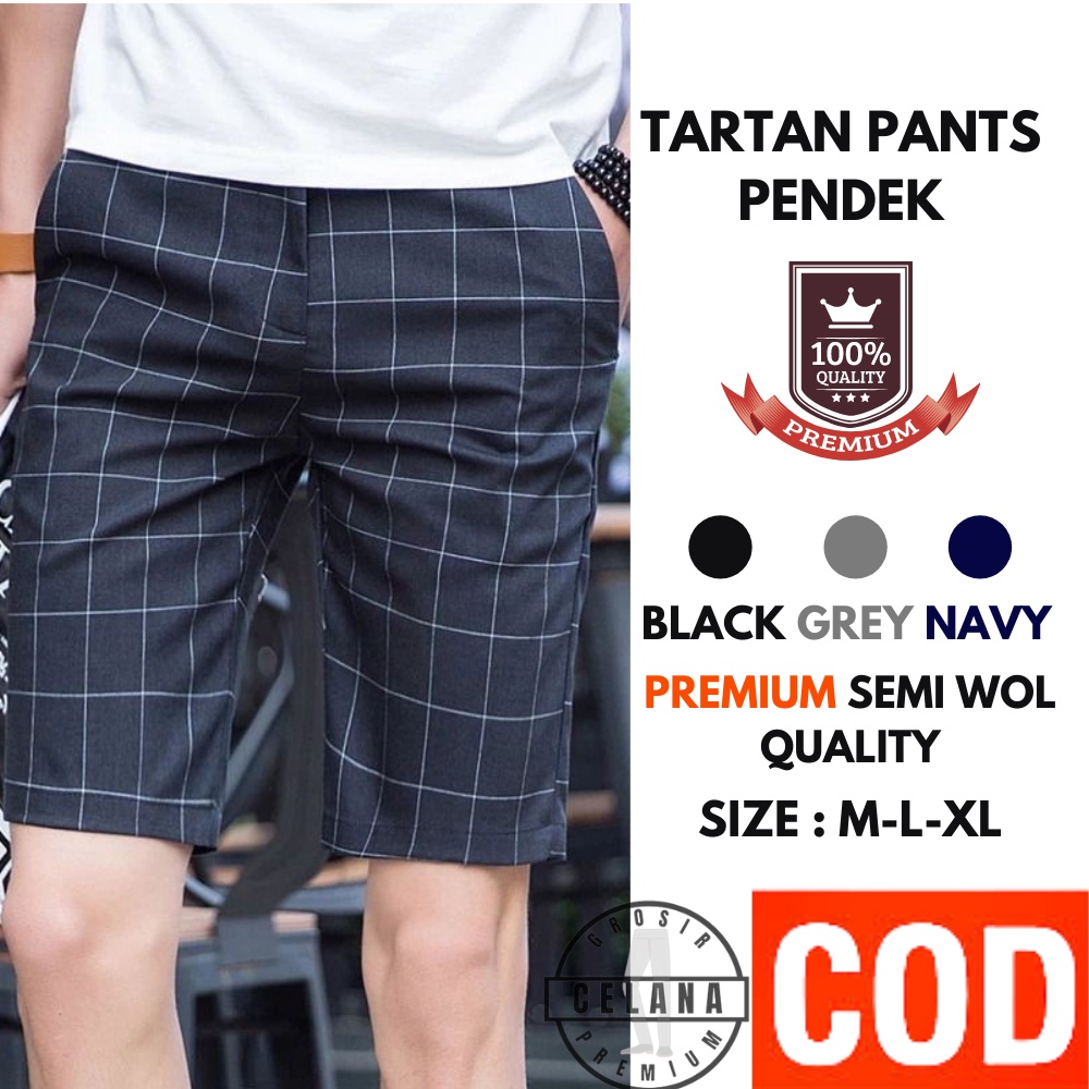 Celana Pendek Pria Distro Tartan Kotak Kotak Chino Cino Slim Fit Pants Keren