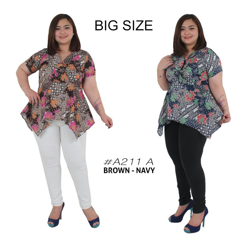 ATASAN BATIK BLOUSE BATIK WANITA BIG SIZE 691 KATUN STRETCH Mrs1