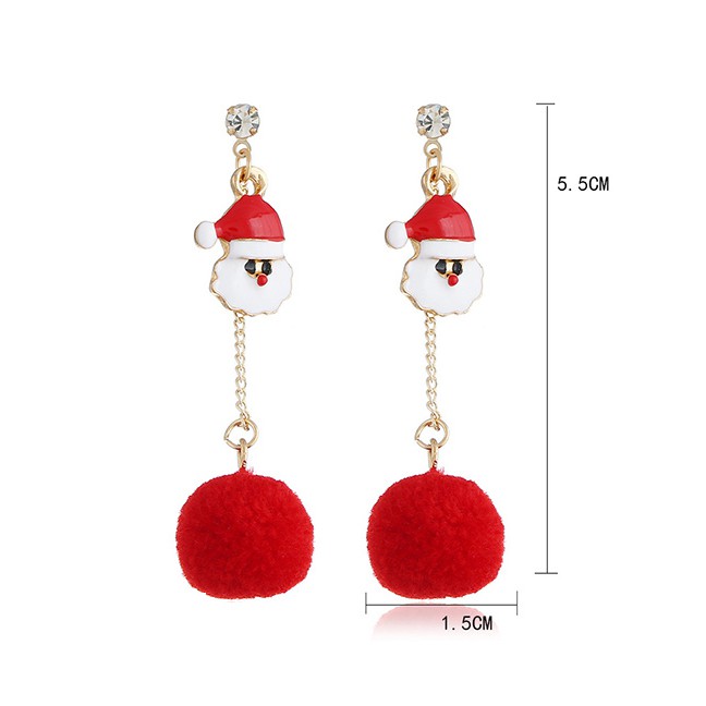 LRC Anting Tusuk Fashion Color Snowman Elk Earrings D22063