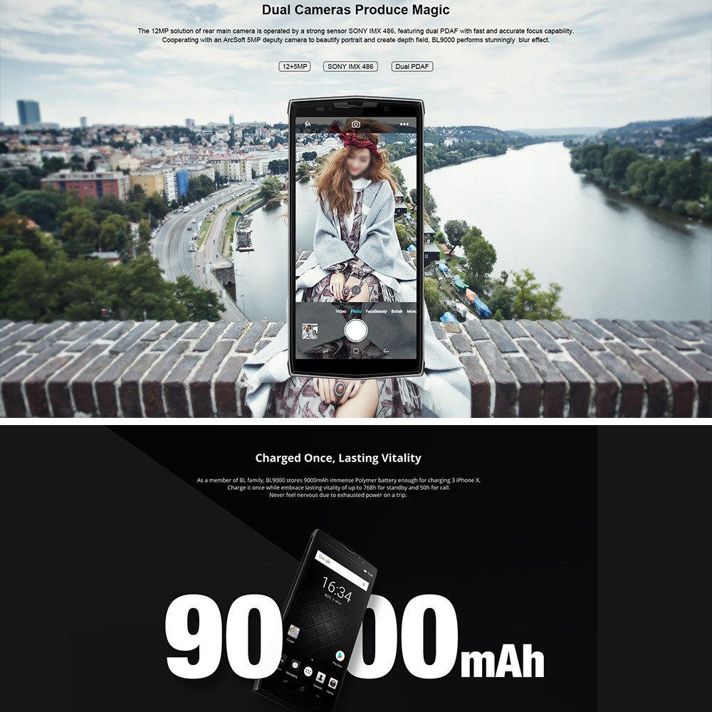 Doogee bl9000 Smartphone Android 5.990mah Layar Sentuh 6 + 64GB
