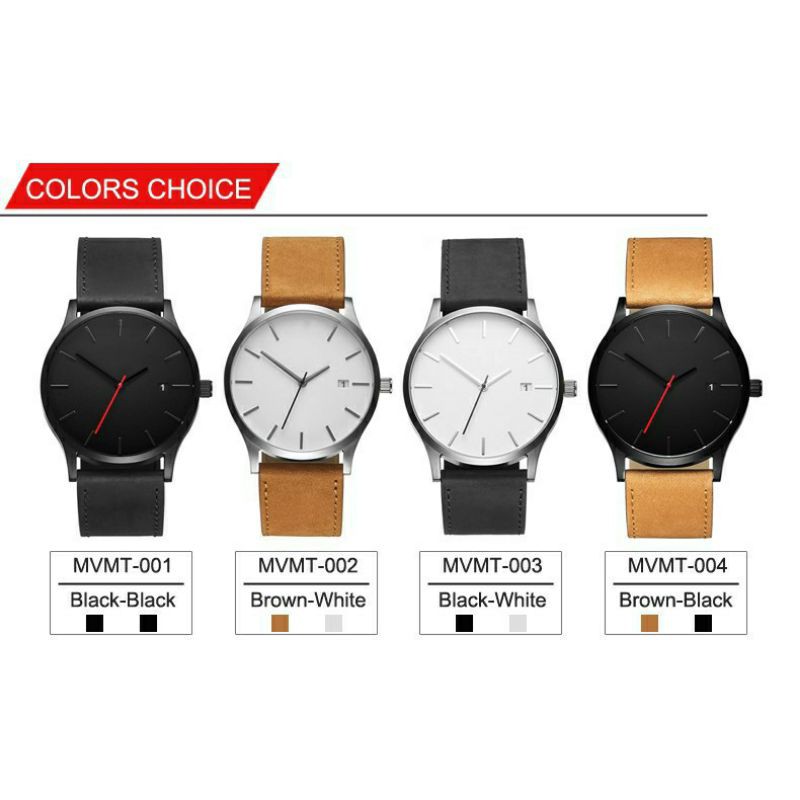 Jam Tangan Kulit MILENIAL Tanggal kalender Casual Korea Fashion Watch Arloji Pria JT18B