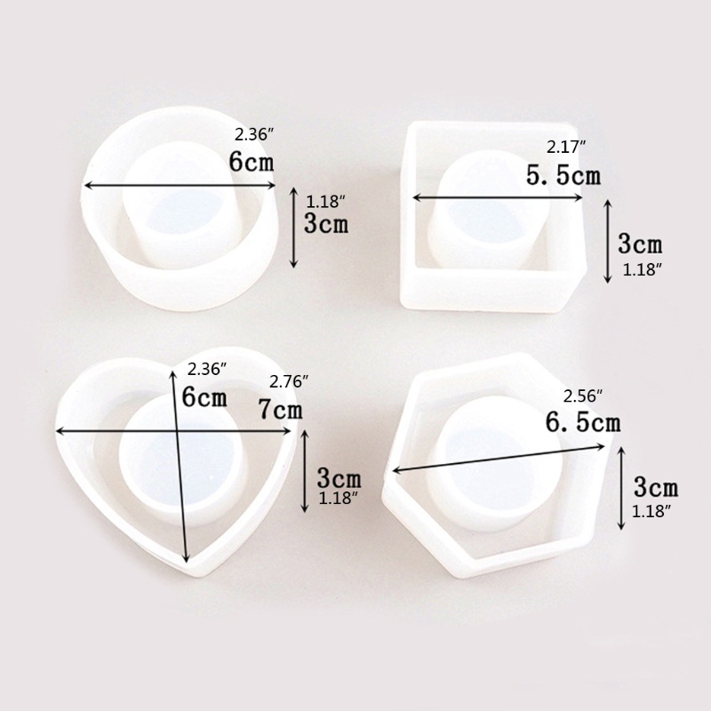 SIY  4 Shapes Minimalist Napkin Holders Ring Resin Molds Kit Round Sqaure Heart Hexagon Napkin Buckles Resin Casting Mold Kit