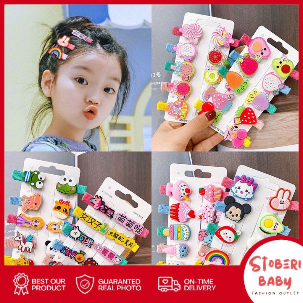 PUNCAK 3.3 stoberi baby - JEPIT TK MOSHI 10PCS Jepit Rambut Anak / Jepitan Rambut Anak Motif Karakter Kartun