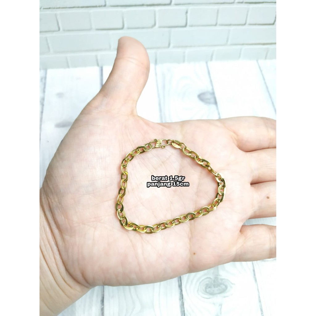 GELANG TANGAN NORI POLOS GOLD PERAK ASLI S925 GLOBAL JEWELLERY CG005