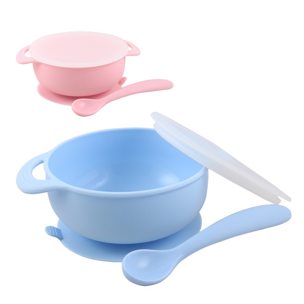 Babyqlo Silicone Bowl &amp; Spoon Set BQ-8010 - Mangkok dan Sendok Makan Set