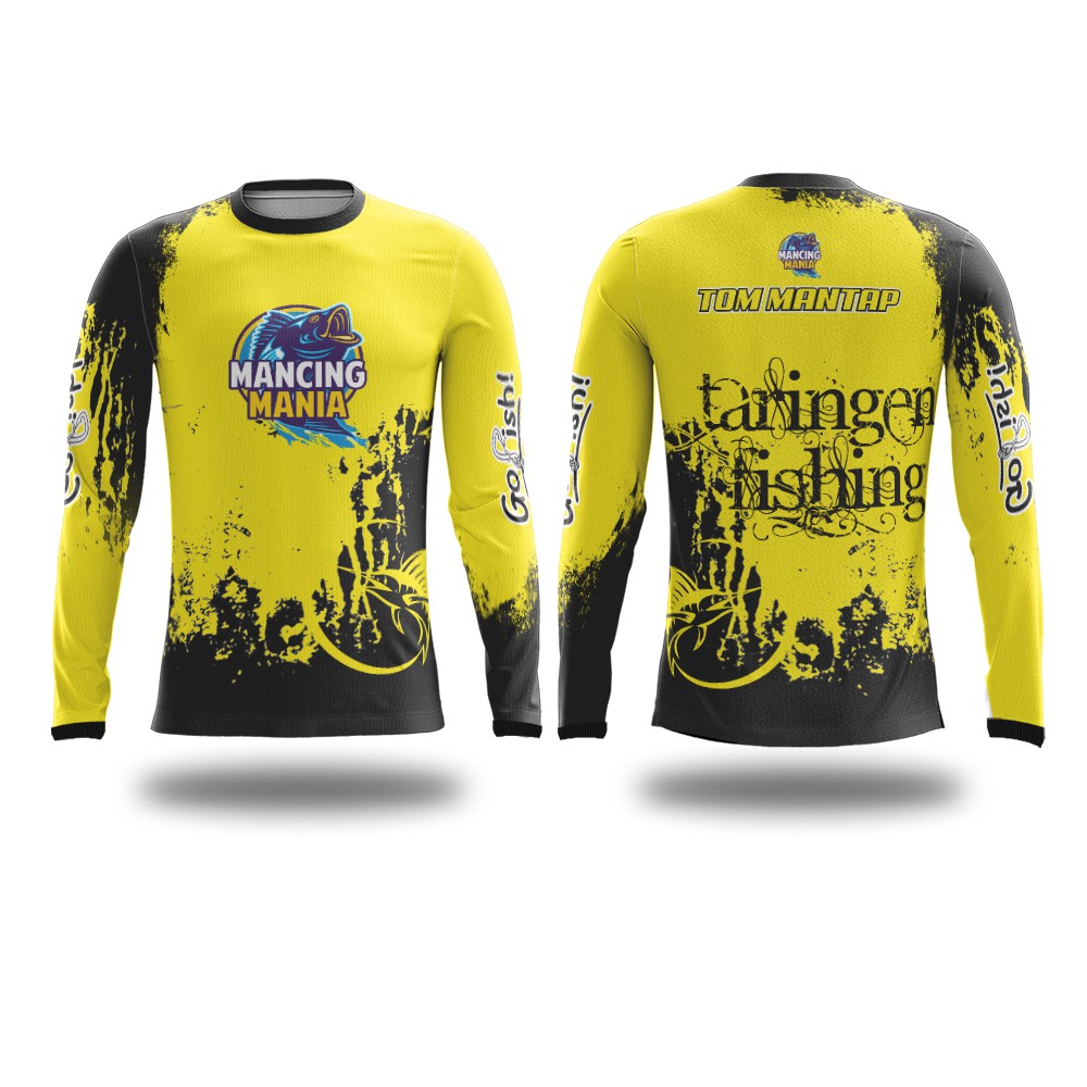 Kaos  jersey jersy Baju mancing mania liar fishing  shimano kuning Lengan Panjang  fullprint