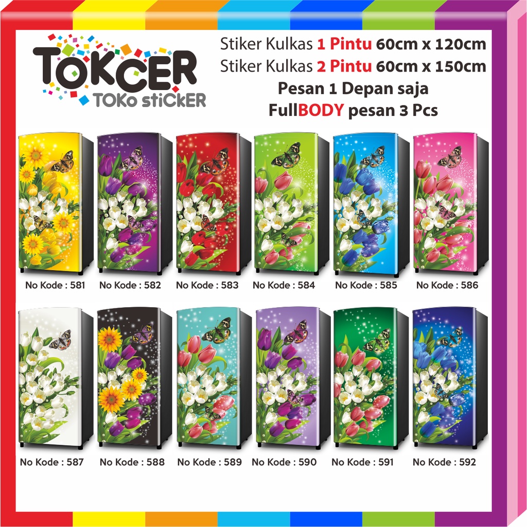 Stiker Kulkas 1 Pintu dan 2 Pintu TULIP Kupu-kupu