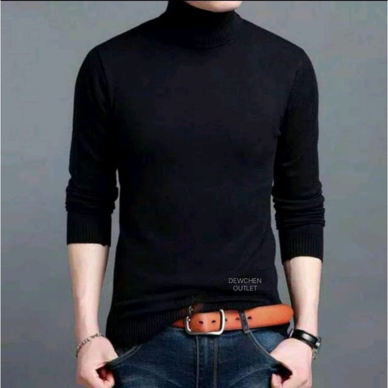 KAOS PANJANG KOREA TURTLE NECK  POLOS DISTRO PRIA / kaos panjang pria