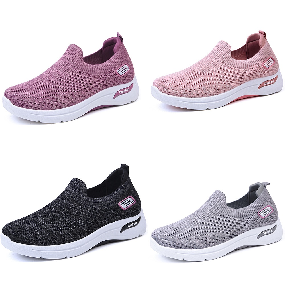 Sepatu wanita sneakers 2022 Sepatu olahraga rajutan terbang sports shoes Bahan Full Karet Anti Licin