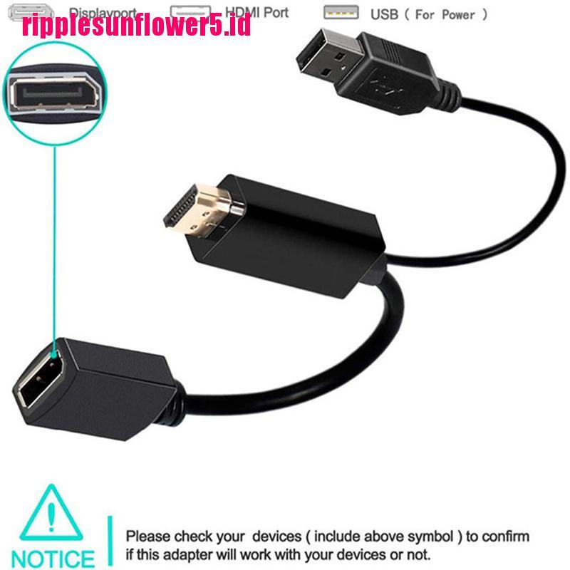 Adapter Konverter Port Display HDMI Male Ke DP 4K Tenaga