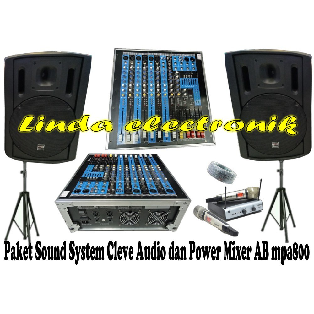 paket sound system Cleve audio 15inch dan power mixer ab mpa800