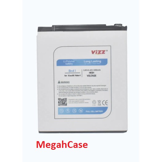 Baterai Vizz XIAOMI BN41 REDMI NOTE 4 DOUBLE POWER VIZZ ORIGINAL