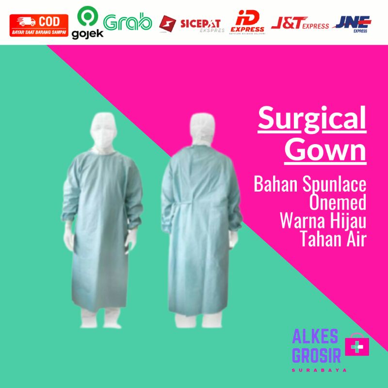 Surgical Gown ONEMED ORIGINAL APD Baju Operasi Dokter Medis Rumah Sakit Bahan Spulace Anti Air Alkes