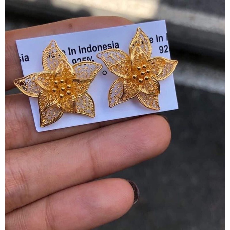 giwang tusuk kenari perak bali lapis mas