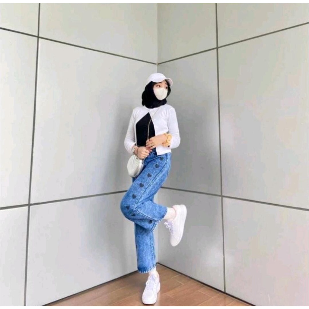 HighWaist Kulot Love Boyfriend Jeans//Kulot Jeans Wanita Loose Highwaist//Highwaist Boyfriend Jumbo/