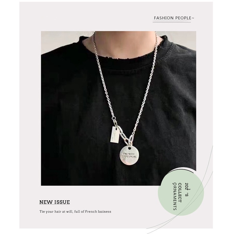 Square Piring Bulat surat kalung rasa desain pribadi gaya dingin kalung street hip-hop kalung pria d