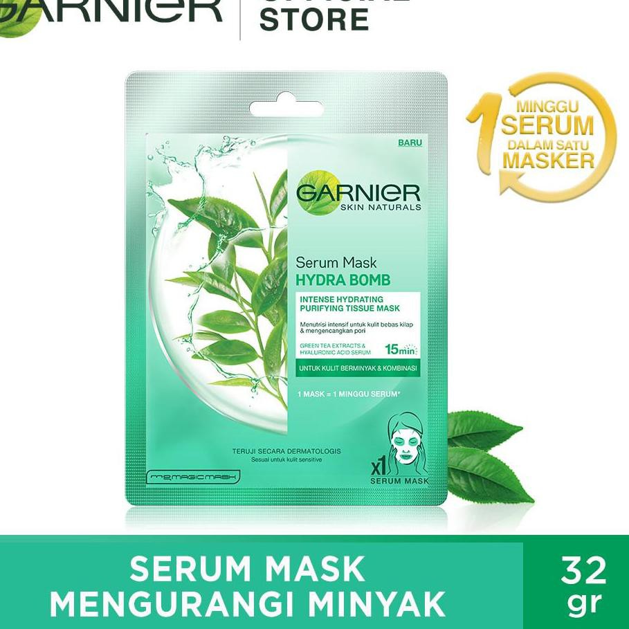 〚แอด〛 Garnier Serum Mask Light Complete + Green Tea + Algae - Garnier Sheet Mask Oil Control Mix of
