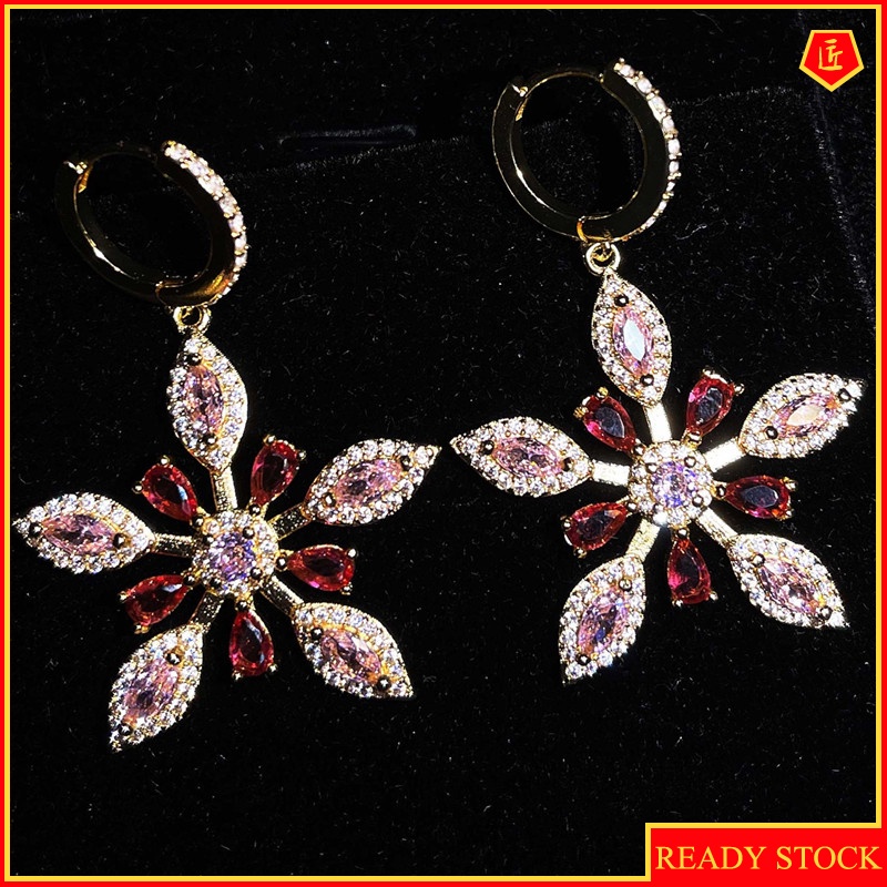 [Ready Stock]Fashion Creative Colored Gems Full Diamond Earrings