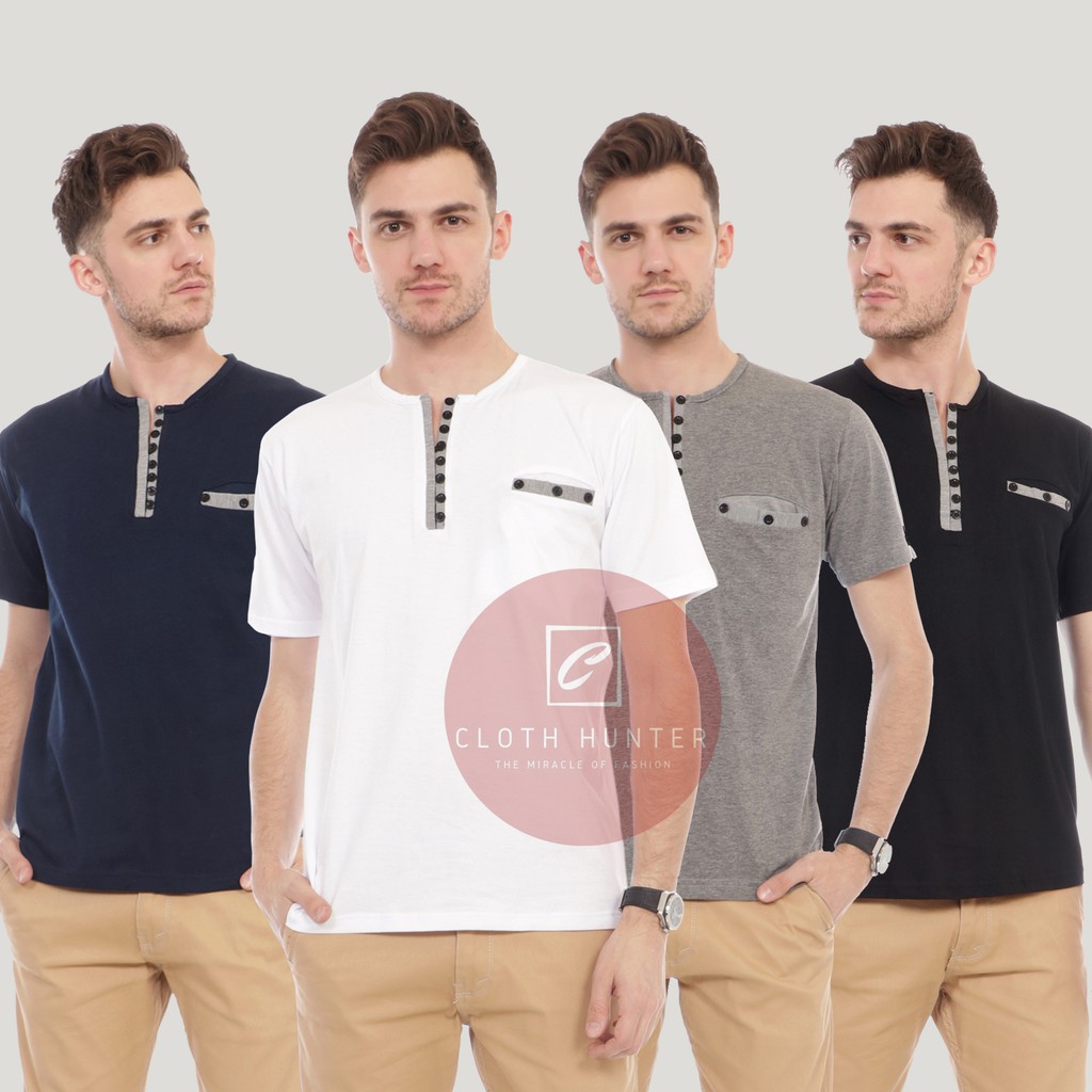 Astro - Baju Kaos Pria Lengan Pendek Hitam Polos Bahan Katun Adem