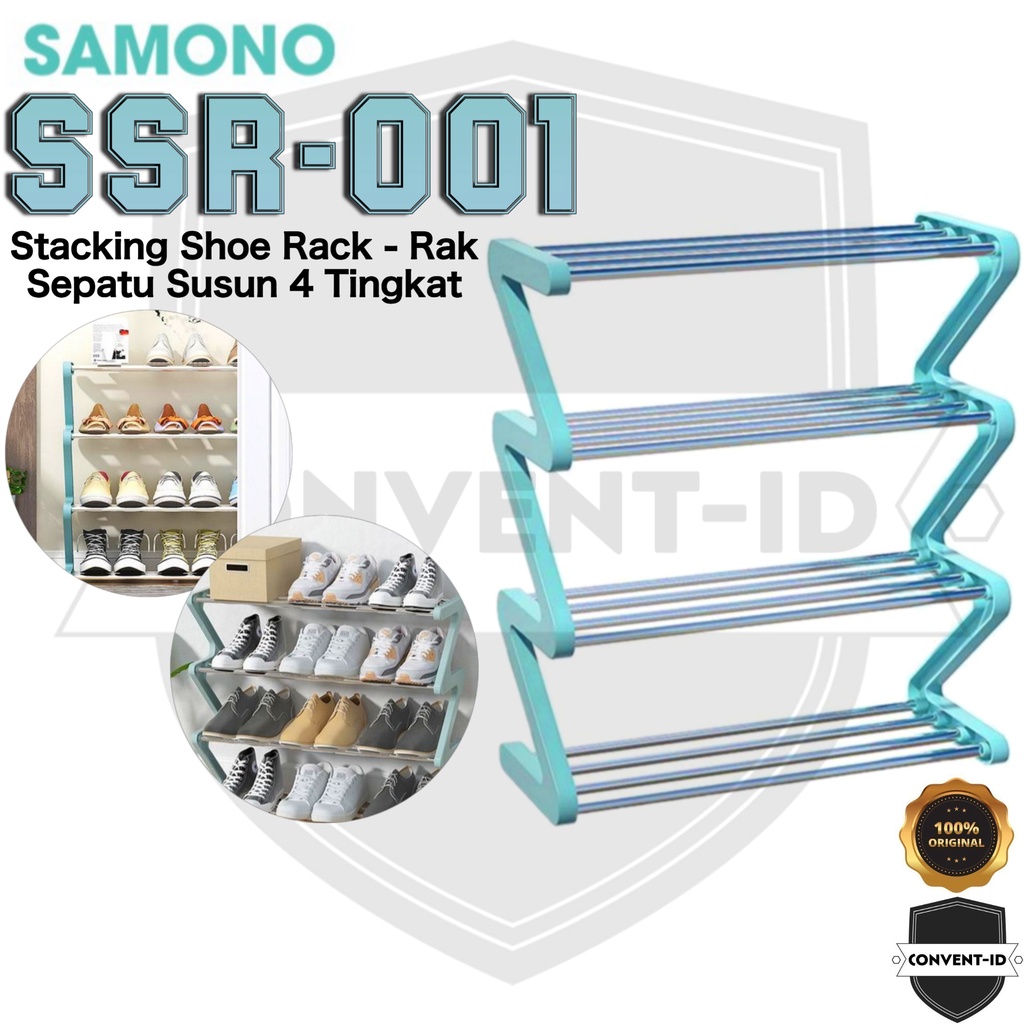 SAMONO SSR-001 Stainless Steel 4 Stacking Shoe Rack - Rak Sepatu Sandal Susun 4 Tingkat Samono SSR-0