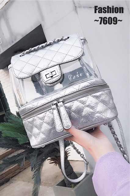 CHANEL TRANSPARAN VANITY FLAP BACKPACK 7609 Tas Impor Batam