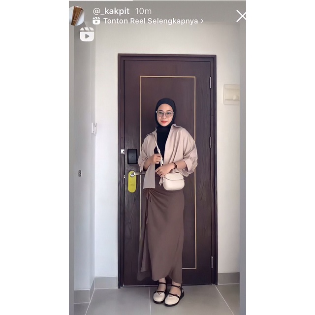 Tamara Skirt - Rok Serut Casual Korean Look -  Midi Maxy  Skirt - Rok Wanita Korean Terbaru - Rok Crinkle-Choco