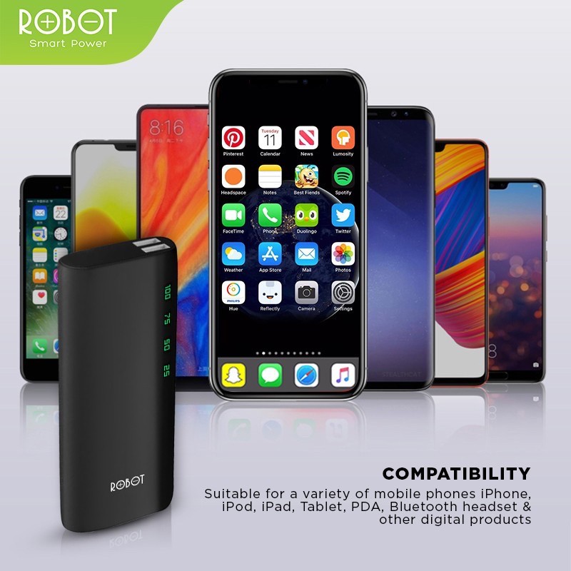 POWERBANK ROBOT ( RT21 20000mah )  RT100Q  RT130  RT170  RT180 10000mah DUAL INPUT PLUS DUAL OUTPUT