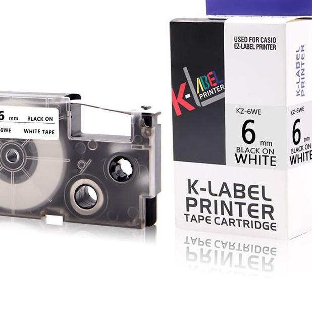 

New - K LABEL 6MM XR 6 WE 6WE 6 YW 6YW KUNING PUTIH TERSEDIA COMPATIBLE MESIN KL CASIO DIJAMIN MEREKAT