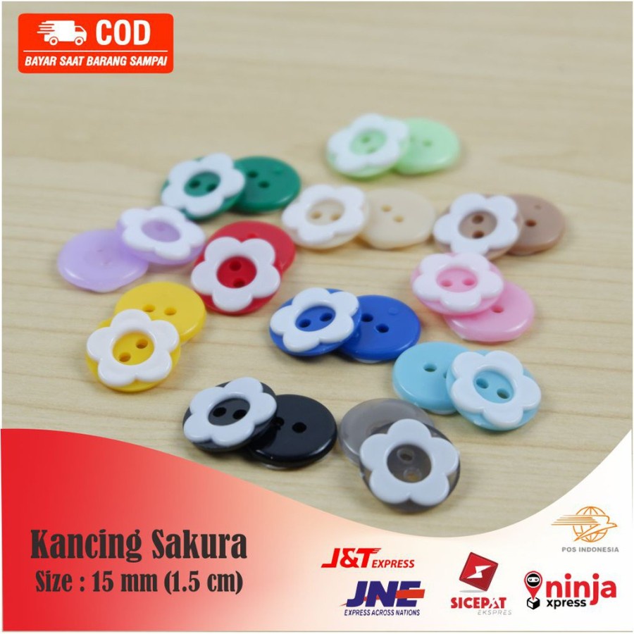 Kancing Sakura 13mm isi 144pcs