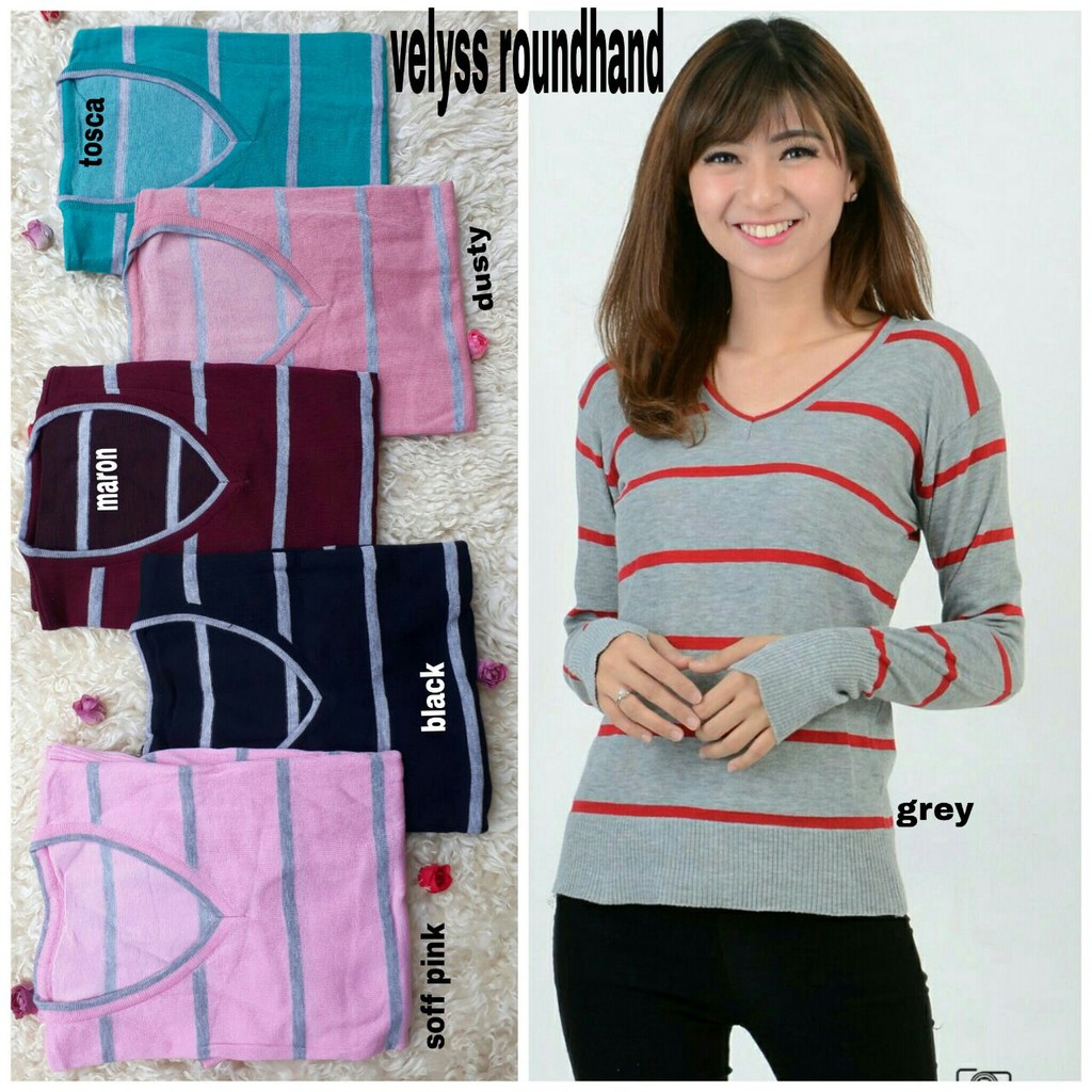 [velyss RH RO] Blouse Wanita Rajut Varian Warna