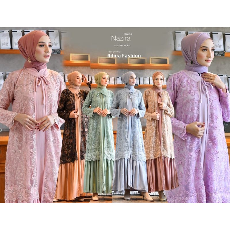 gamis modern nazira adiva / gamis muslim / gamis lebaran / gamis pesta / gamis murah / gamis brokat 