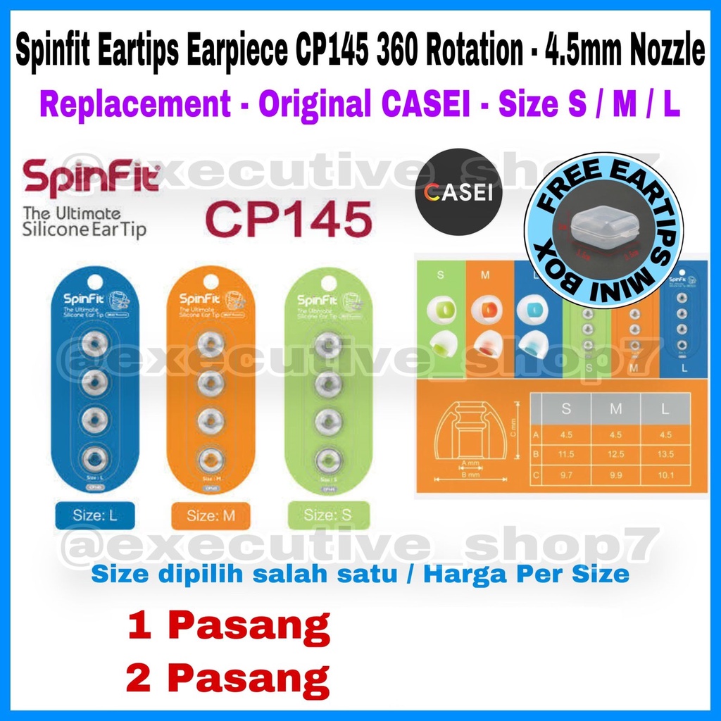 Spinfit Eartips Earpiece CP145 360 Rotation