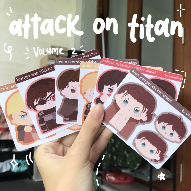 

Attack On Titan Vol 2 Sticker Sheet — aot eren levi ackerman armin anime stiker hange stickaboo