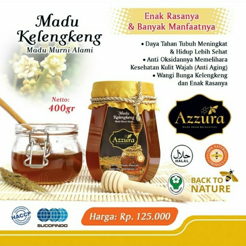 

Madu Azzura - Madu Klengkeng - Madu Kelengkeng Asli Murni - Madu Kelengkeng Nusantara 400gr