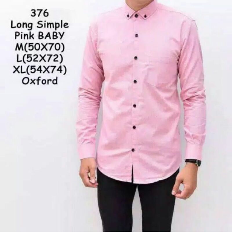 Baju kemeja polos lengan panjang pria { bisa cod }