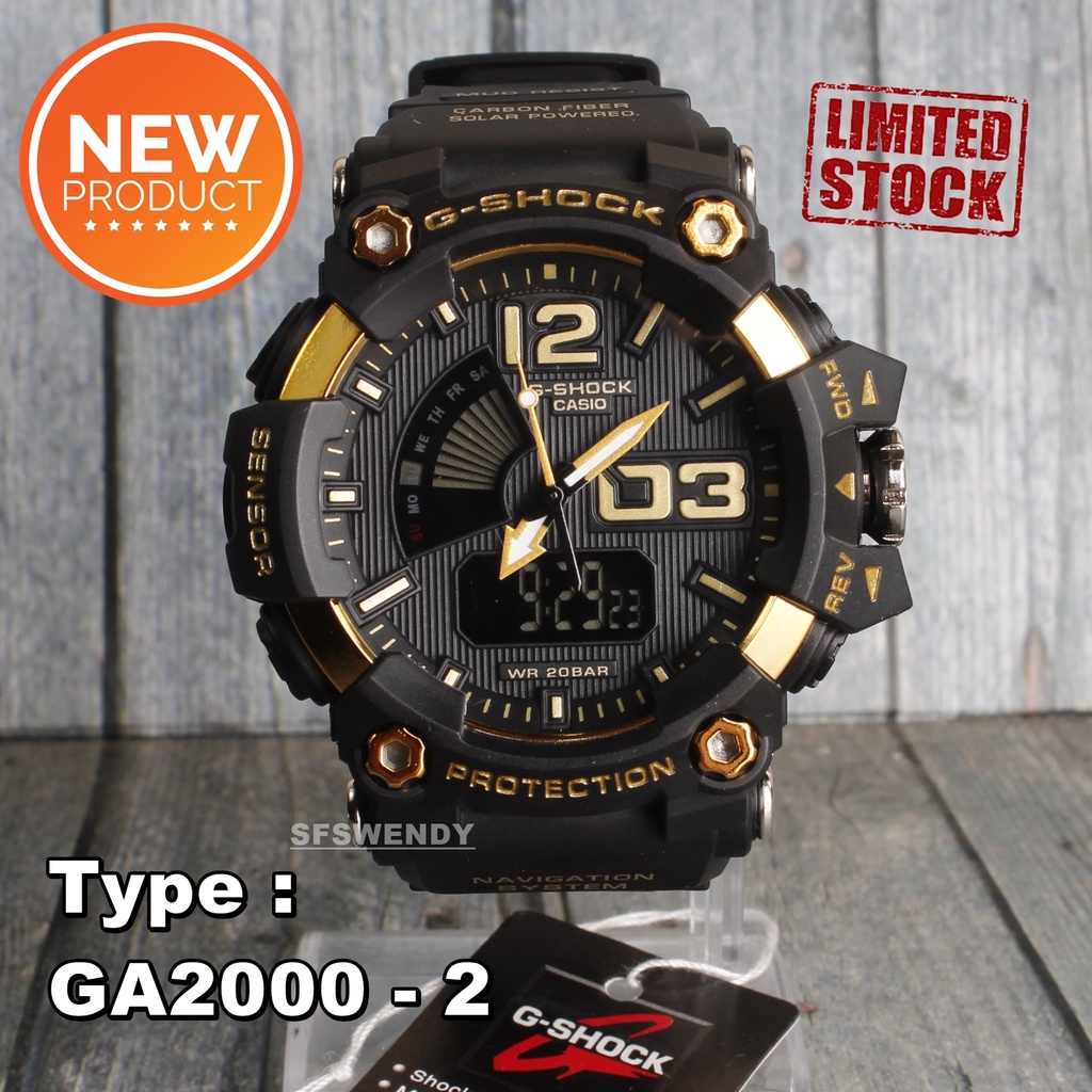 PRODUK TERLARIS !!! Jam tangan pria G Shock GA-2000 Hijau hitam cream army digital dual time anti air sporty