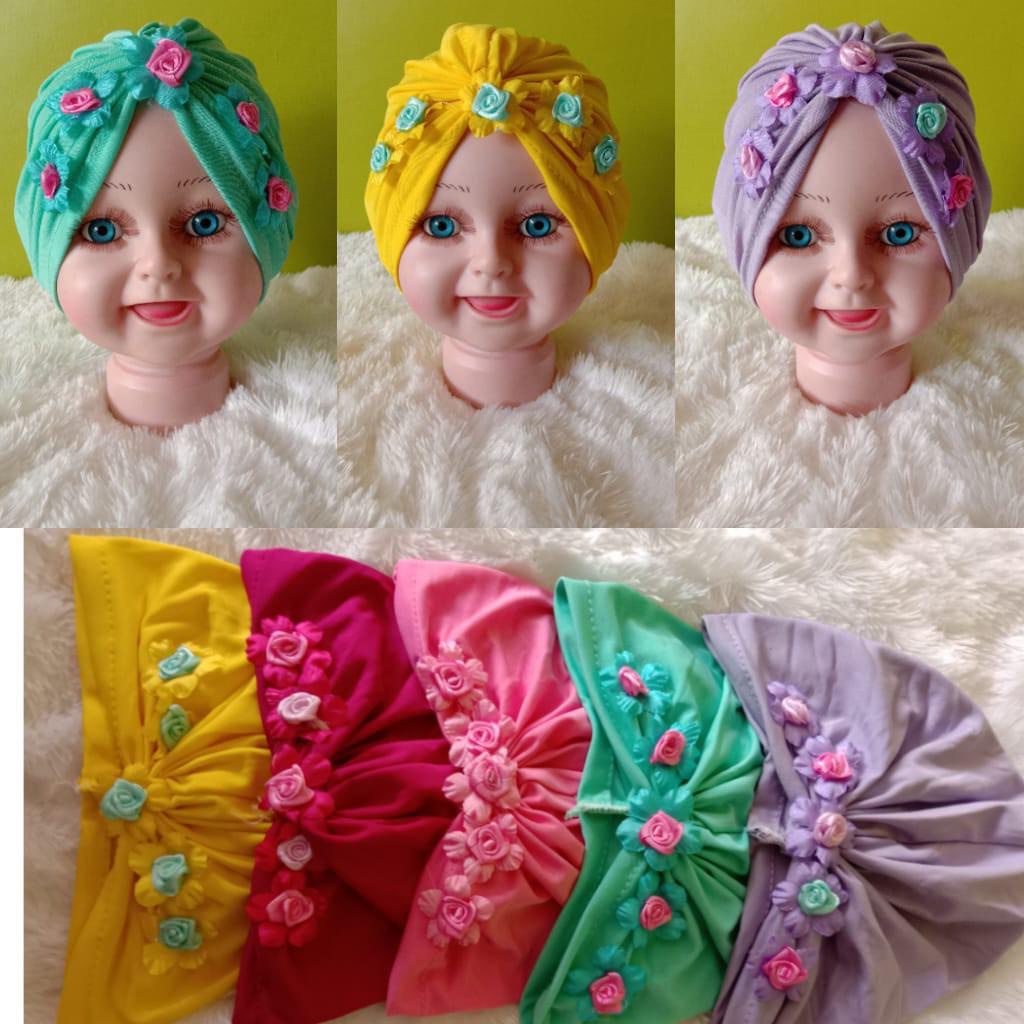 Turban Bayi Bunga Tengah / Turban bayi perempuan / Ciput bayi /  topi anak perempuan
