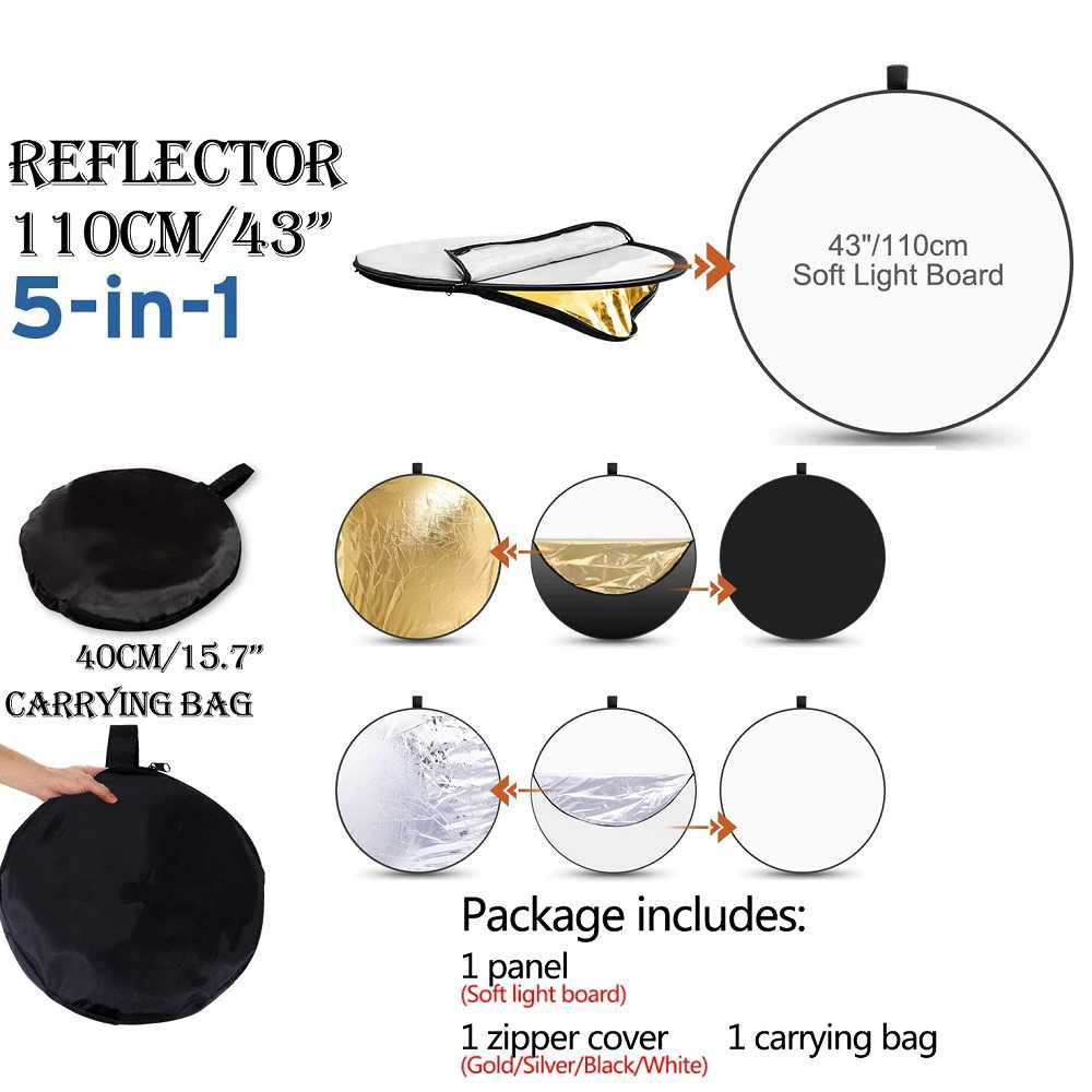 

TB - BAODELI Reflektor Cahaya Studio Foto 5 in 1 110cm - CL-RT110