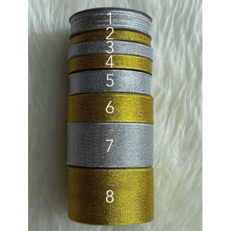 

Pita Glitter Gold / Emas Dan Silver Berbagai Ukuran ( 1/8 - 1/4 - 3/8 - 1/2 - 1 - 1 1/2 - 2 INCH )