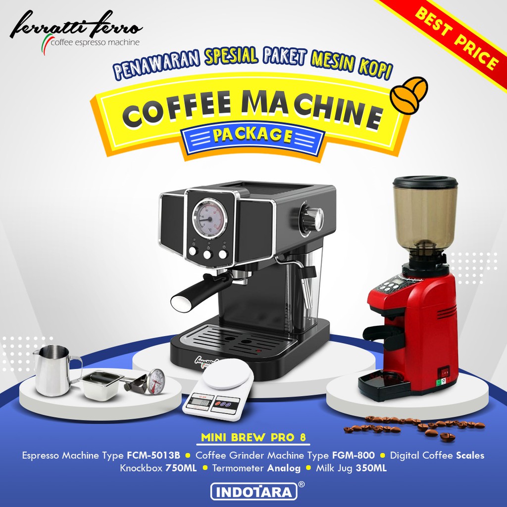 Paket mesin kopi Espresso Mini Brew Pro 7 - 8 - 9