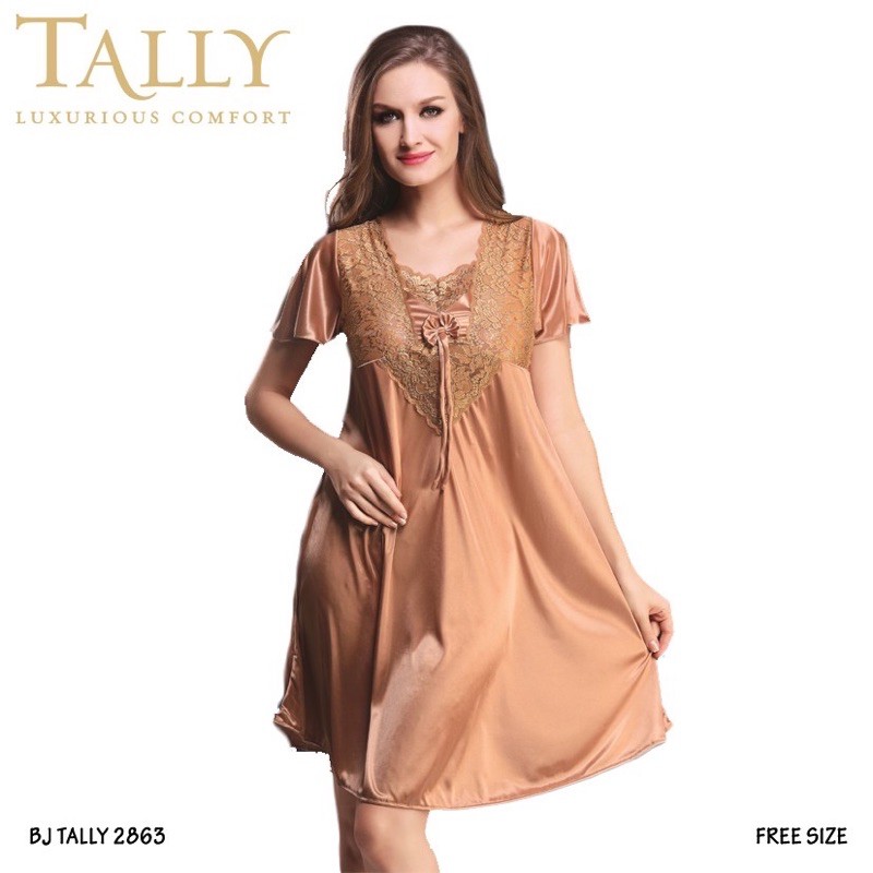 TALLY BAJU TIDUR / LINGERIE 2863 I FREE SIZE I BAHAN SATIN MIX RENDA