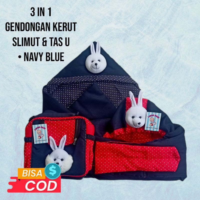 Gendongan bayi topi kerut, Tas u &amp; Slimut bayi ( 3in1 perlengkapan bayi murah )