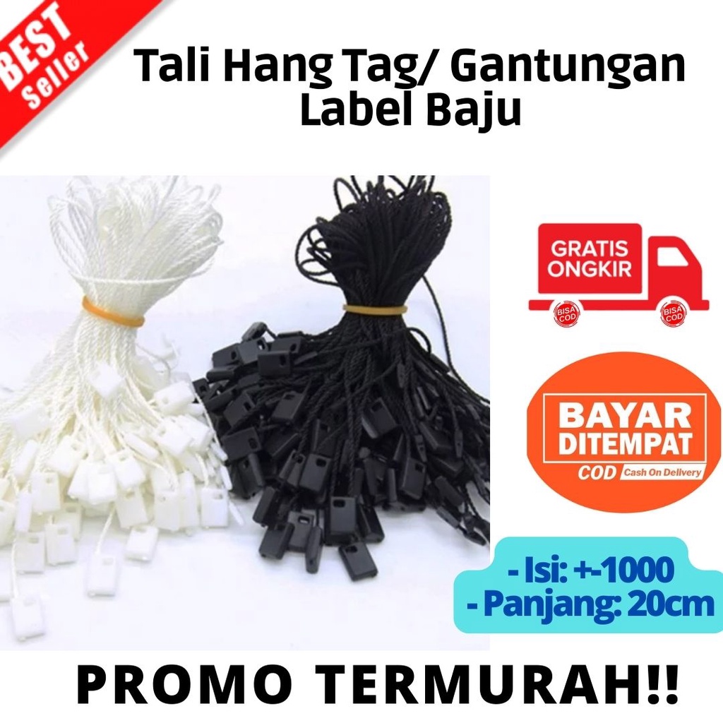 

Mi [BAYAR DI TEMPAT] Tali HangTag @1000pcs - Tali Gantungan Label Baju Laundry tali label merk