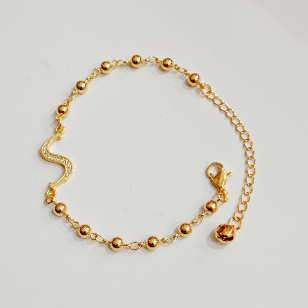 Kenten Acc - Gelang Tangan Emas Perhiasan Wanita Letter S