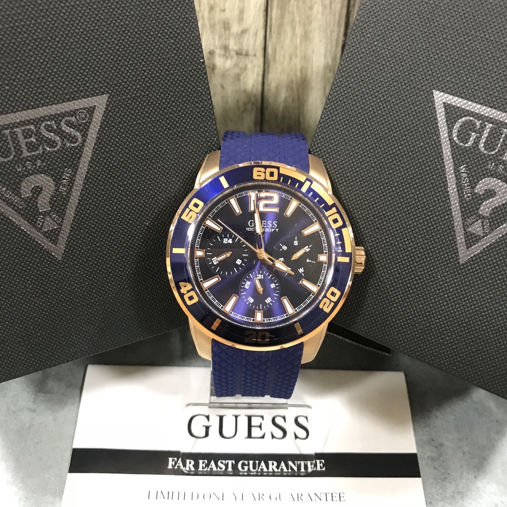 Jam Tangan Guess Pria Original Blue Silicone - W1250G2 GW 1250 G2