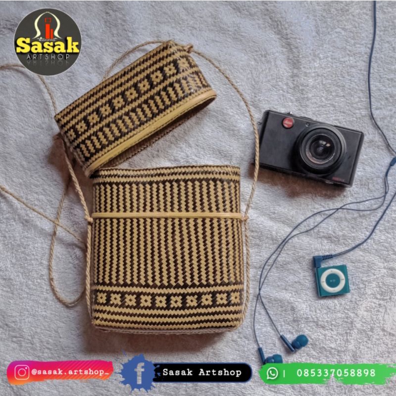 Tas Selempang Bambu, Bamboo Handicraft Lombok, tas pantai, tas kece, tas santai,