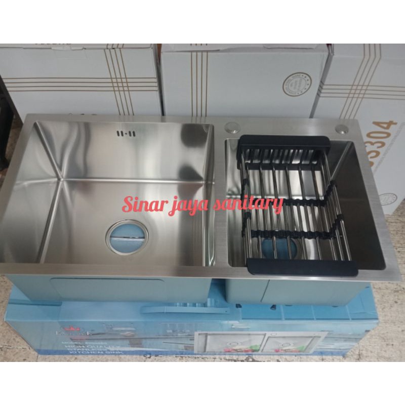 Kitchen sink minimalis 7541 stainless 304 / Kitchen sink 2 lobang 7541 stainless